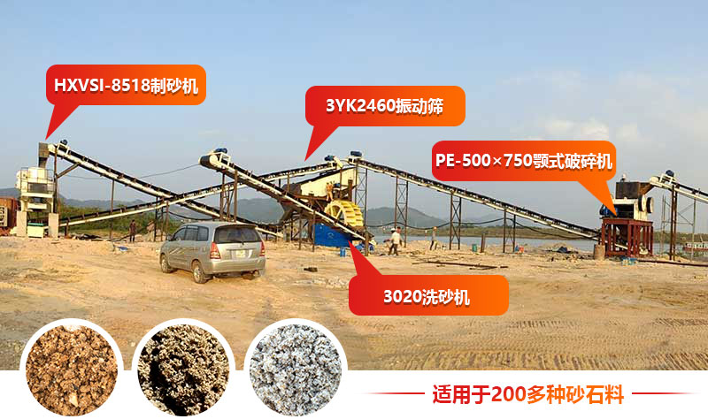 越南客戶現(xiàn)場，固定式制沙機(jī)生產(chǎn)線